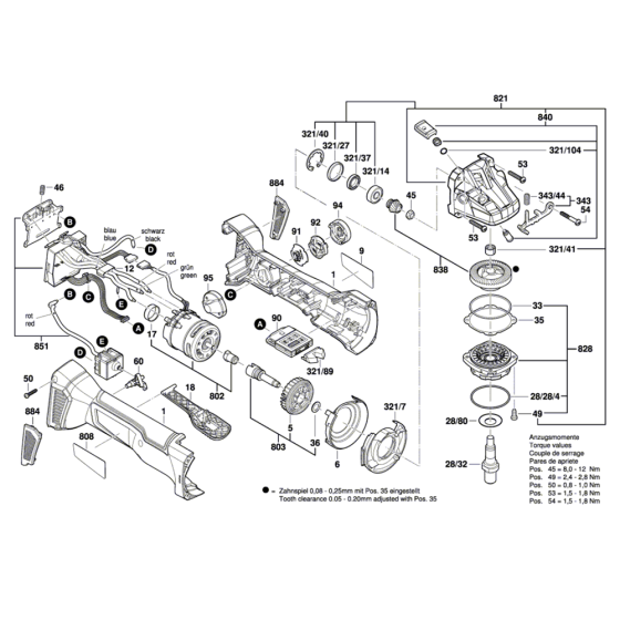Angle Grinder Assembly for Bosch