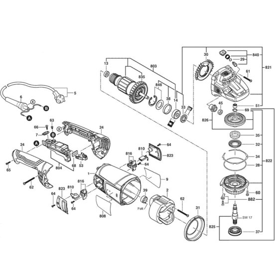Main Assembly for Bosch GWS 22-230 P