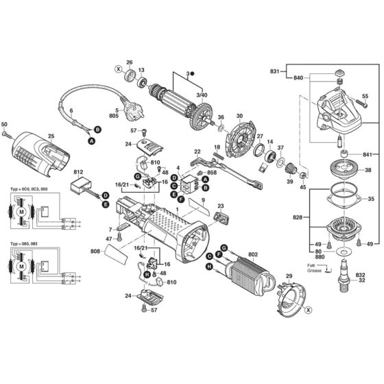Bosch GWS 7-100 Main Assembly