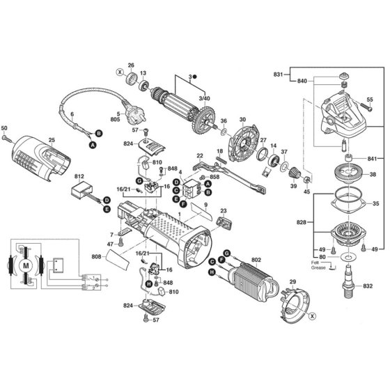 Bosch GWS 7-115 Main Assembly