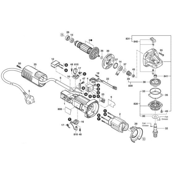 Main Assembly for Bosch GWS 750