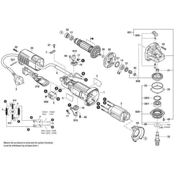 Main Assembly for Bosch GWS 9-115P