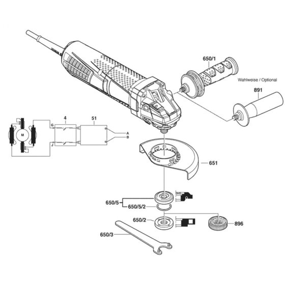Main Assembly for Bosch GWS 9-115P