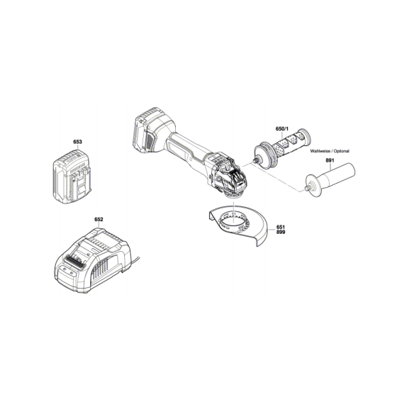 Cordless Angle Grinder Assembly