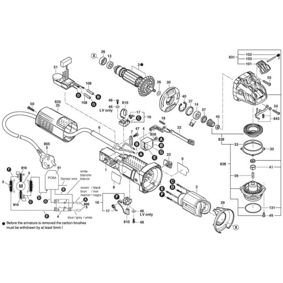 Main Assembly for Bosch GWX 9-115 S