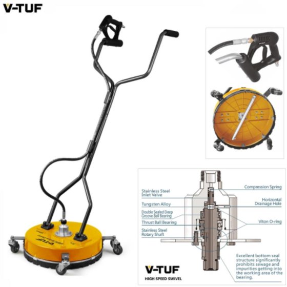 20 Inch 508mm Poly Deck Patio Surface Cleaner - High Speed Swivel - V-TUF Pressure Washer Parts - H1.006