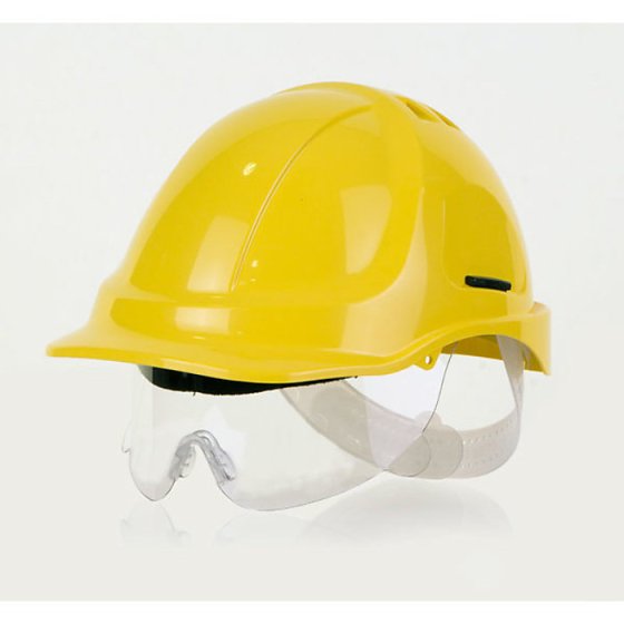 Scott HC600 Vented Safety Helmet C/W HXSpec Eye shield EN166 Grade B Yellow