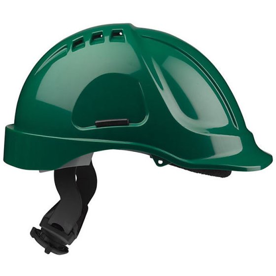 Vented Safety Helmet HC635 Terylene Headgear c/w Ratchet Adjustment Green