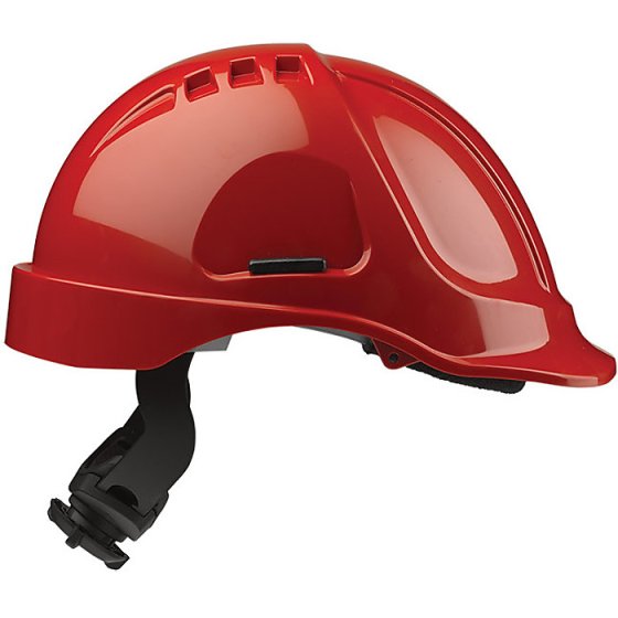 Vented Safety Helmet HC635 Terylene Headgear c/w Ratchet Adjustment Red