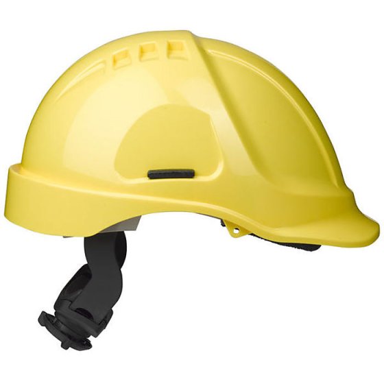 Vented Safety Helmet HC635 Terylene Headgear c/w Ratchet Adjustment Yellow