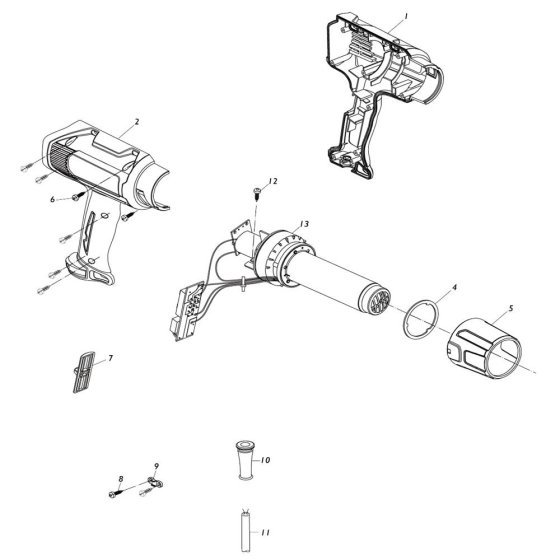 Makita HG6030 Heat Gun Assembly