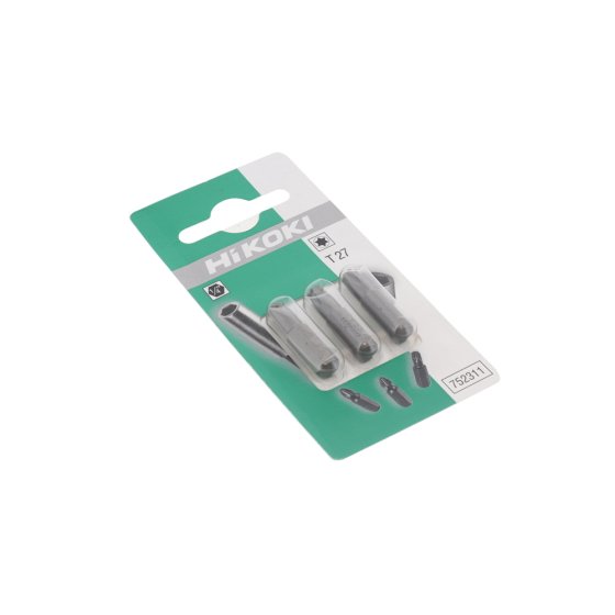 1/4" Torx T27 Bit Set - 25mm Length, 3 Pieces, OEM Hikoki Hitachi Replacement