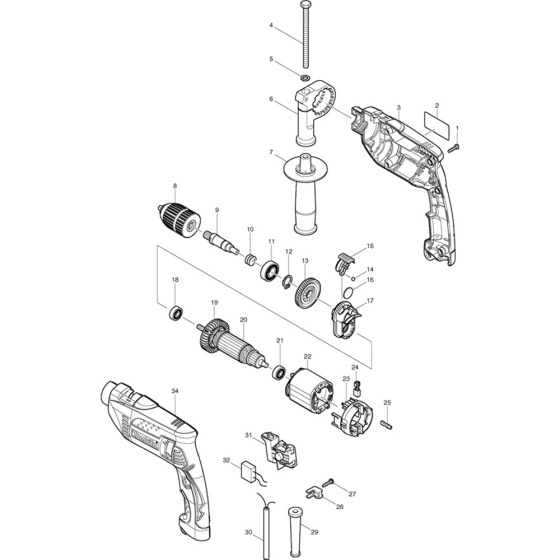 Makita HP1641 Drill Assembly