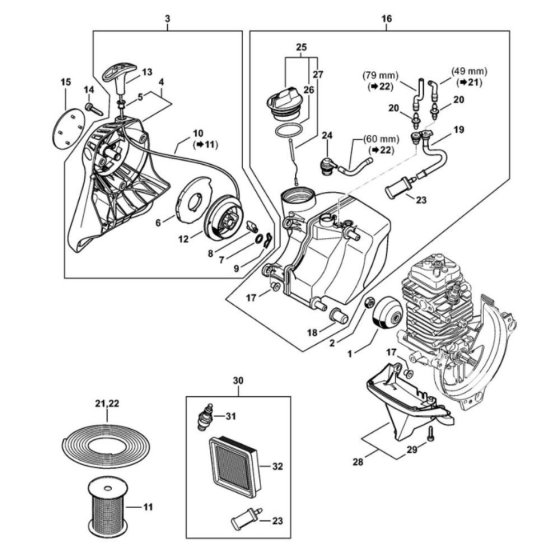 Fuel Tank Assembly for Stihl HT 134