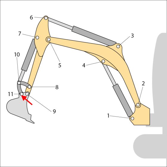 Pin (Position 11) for JCB 8085 ZTS Mini Excavators - Replaces 911/12400