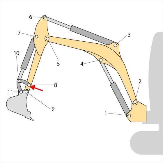 Pin (Position 8) for JCB 8085 ZTS Mini Excavators - Replaces 911/12400