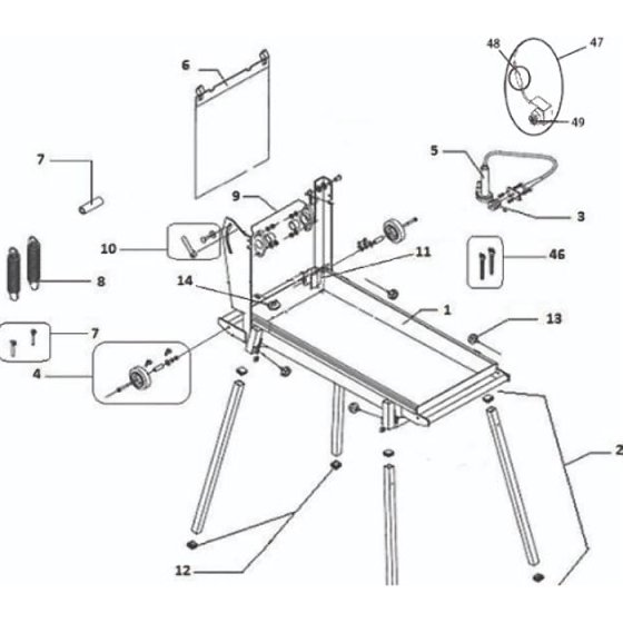 Main Frame Assembly for JCW Saw