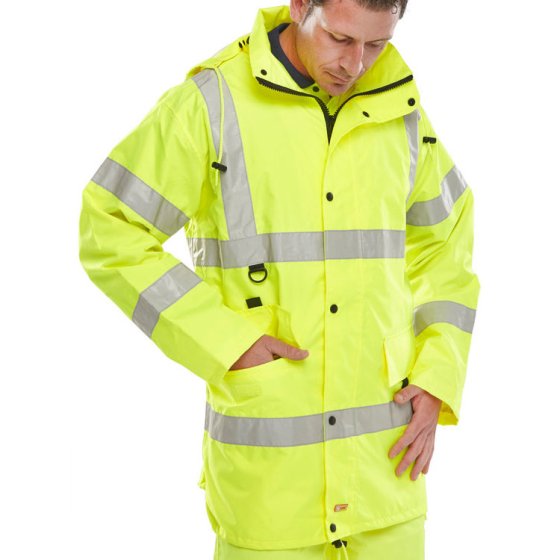 Jubilee Jacket Hi -Vis Class 3 Front Zip Detachable Hood Saturn Yellow XXXL