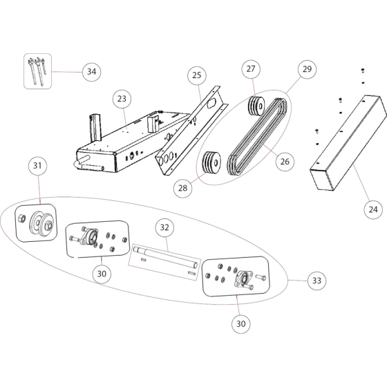 Transmission Assembly for Table Saw