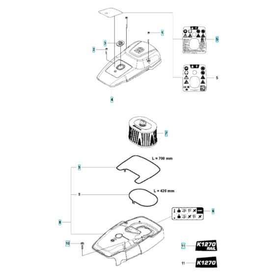Air Filter for Husqvarna K1270 I