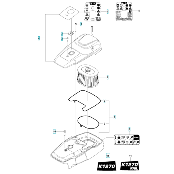 Air Filter for Husqvarna K1270 II