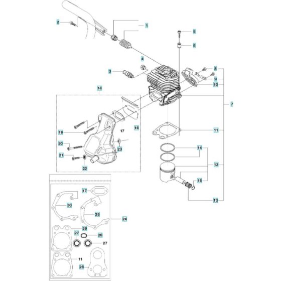 Cylinder, Piston, Muffler Assembly