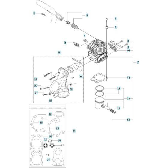 Cylinder, Piston, Muffler Assembly