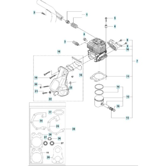 Cylinder, Piston, Muffler Assembly