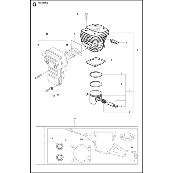 Cylinder, Piston & Muffler Assembly