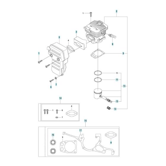 Cylinder, Piston, Muffler Assembly