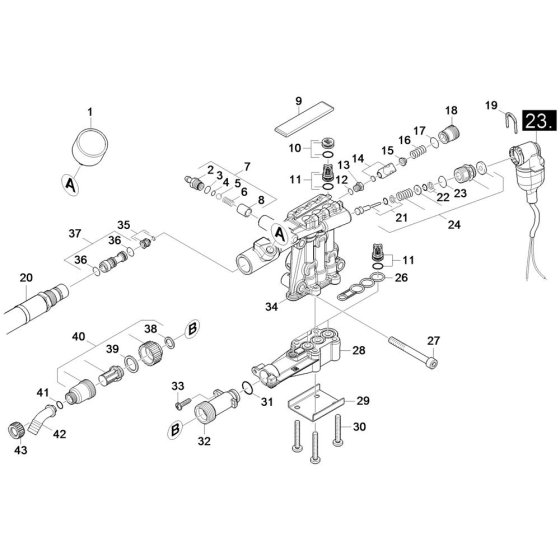 Cylinder Head Assembly for Karcher HDS 5-12 C Pressure Washer