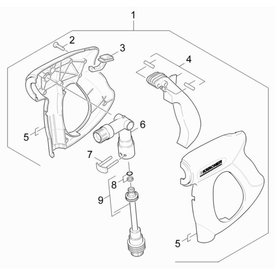 Trigger Handle Assembly for Karcher HDS 6-14 C Pressure Washer