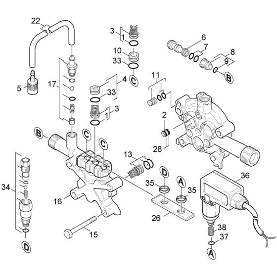 Cylinder Head Assembly for Karcher HDS 801 D Pressure Washer