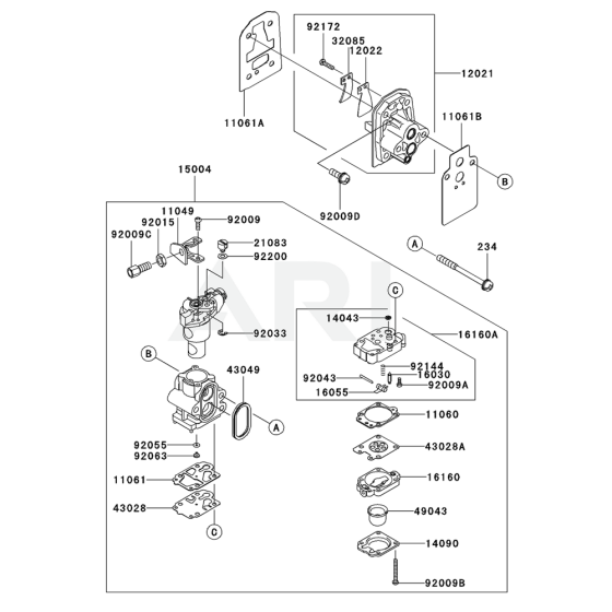 Carburettor for Kawasaki KCS525AC