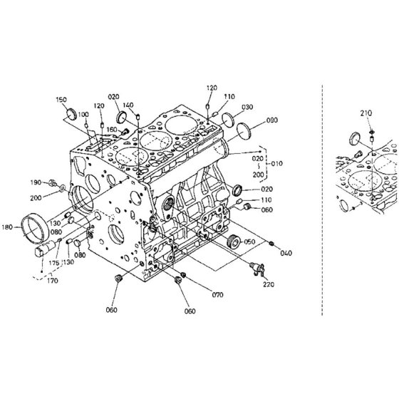 Crankcase Assembly for Kubota D1105-E2B Engine