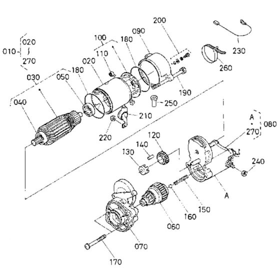 Starter Assembly for Kubota D1105-E2B Engine