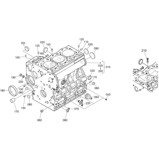 Crankcase Assembly for Kubota D1105-T-E2B Engine