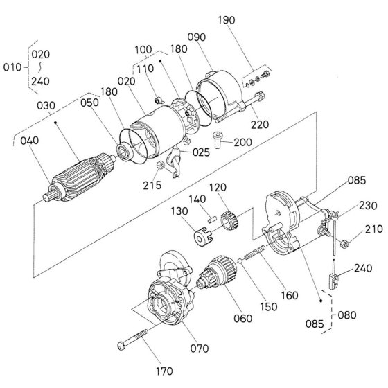 Starter Assembly for Kubota D1105-T-E2B Engine