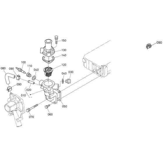 Water Flange Assembly for Kubota D1105-T-E2B Engine