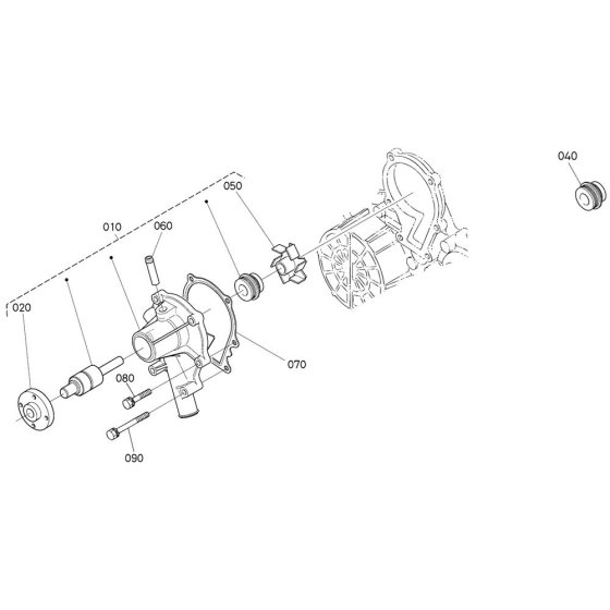 Water Pump Assembly for Kubota D1105-T-E2B Engine