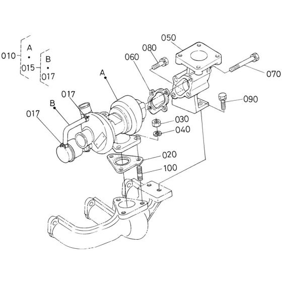 Turbocharger Assembly for Kubota D1105-T-E2B Engine