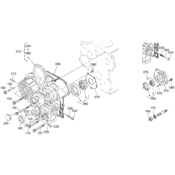 Gear Case Assembly for Kubota D1105-T-E2B Engine