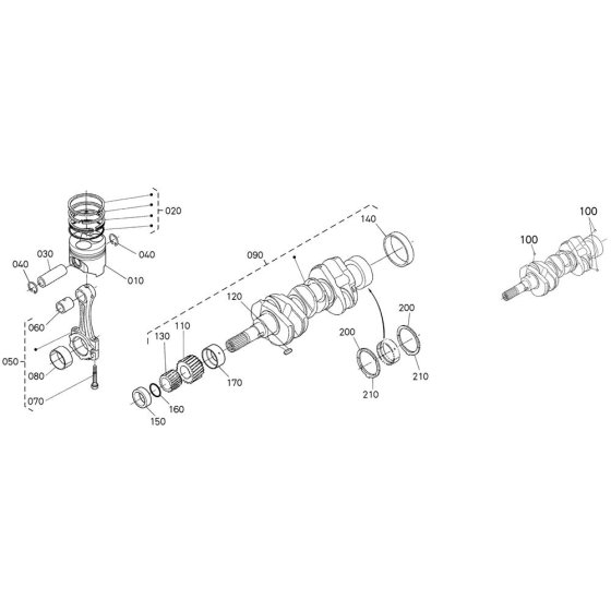 Crankshaft, Piston Assembly for Kubota D1105-T-E2B Engine