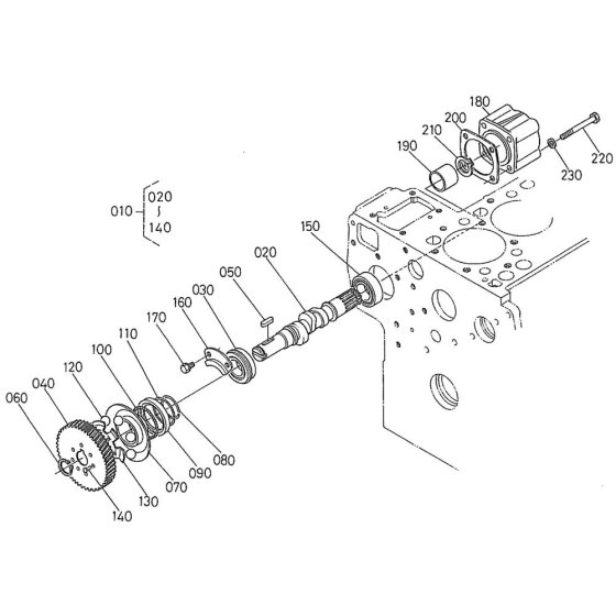 Fuel Camshaft Assembly for Kubota D1402-BBS Engine