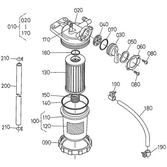 Fuel Filter Assembly for Kubota D1402-BBS Engine