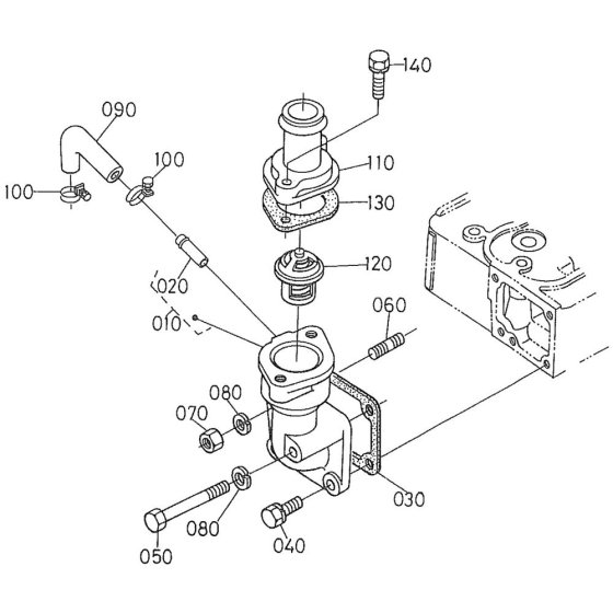 Water Flange Assembly for Kubota D1402-BBS Engine