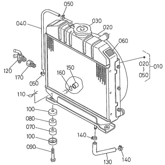 Radiator Assembly for Kubota D1402-BBS Engine