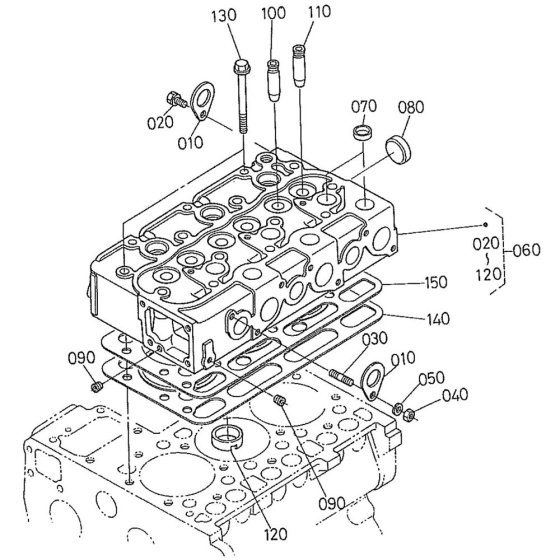Cylinder Head Assembly for Kubota D1402-BBS Engine