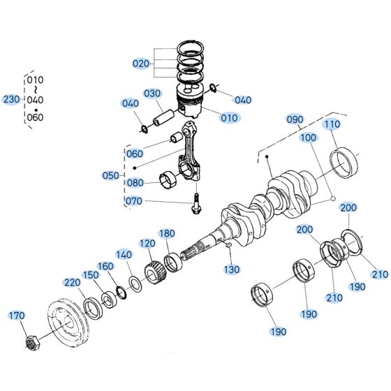 Crankshaft, Piston Assembly for Kubota D1503-M-E2B Engine