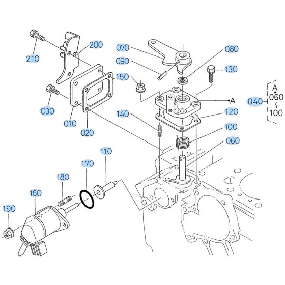 Engine Stop Lever Assembly for Kubota D1503-M-E2B Engine